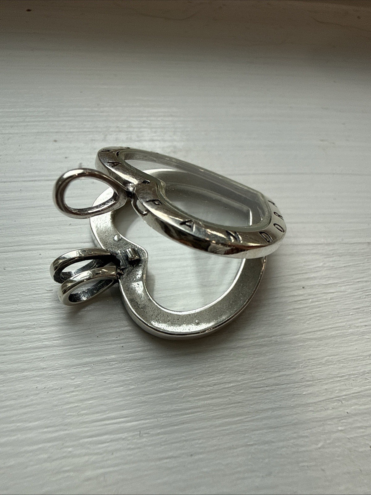 Genuine Pandora Silver CZ Medium Floating Heart Locket