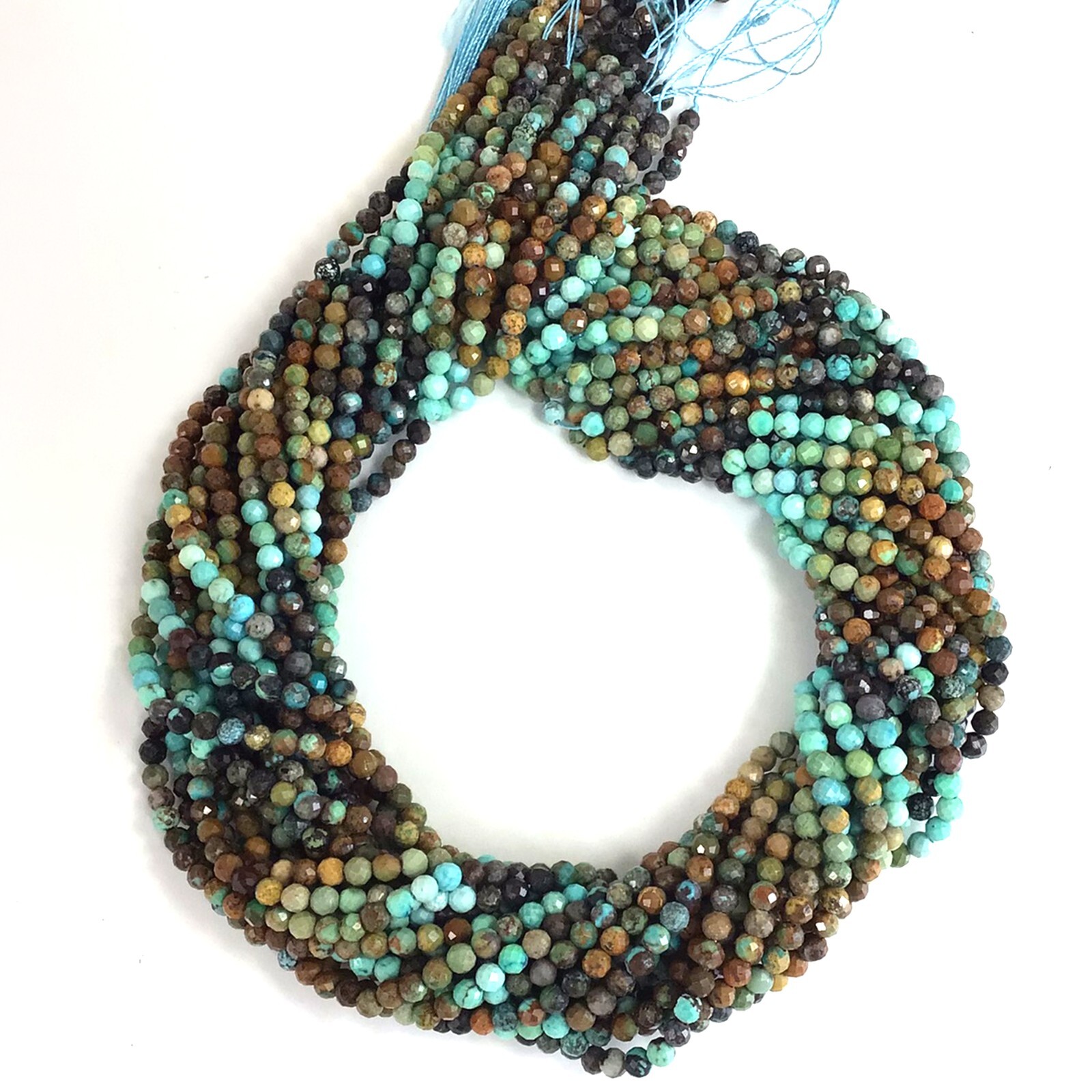 4mm Grade AAA Genuine Natural Turquoise Brown Blue Green Faceted Round Bead 15″