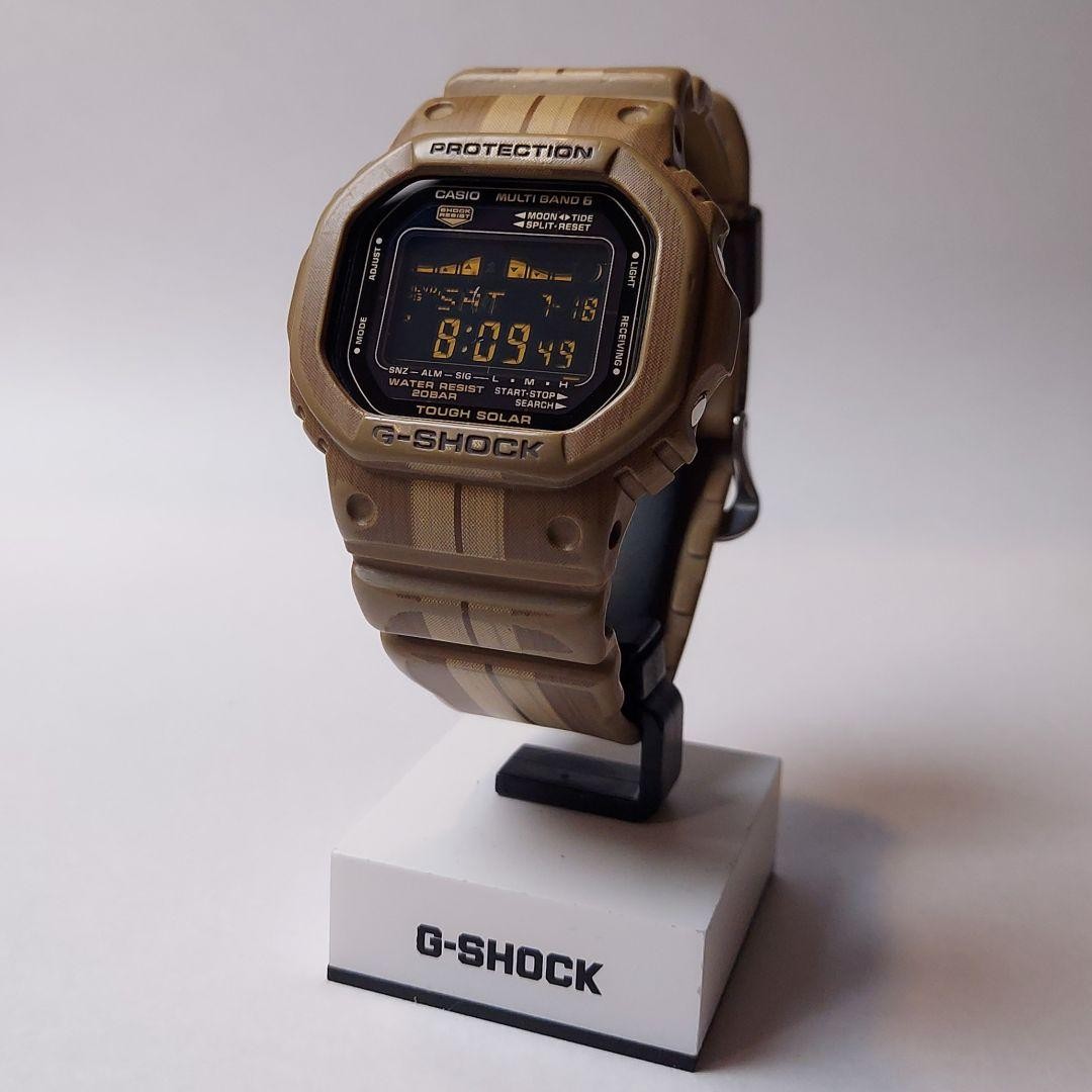 CASIO G-SHOCK G-LIDE GWX-5600WB-5JF Wood Grain Tide Graph Used from Japan