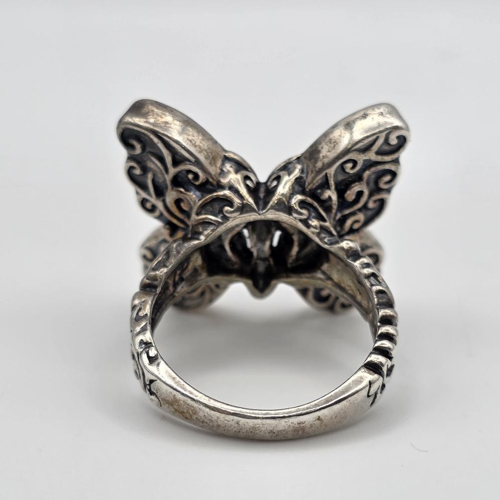 Carolyn Pollack Relios 925 Sterling Large Multistone Inlay Butterfly Ring sz 10