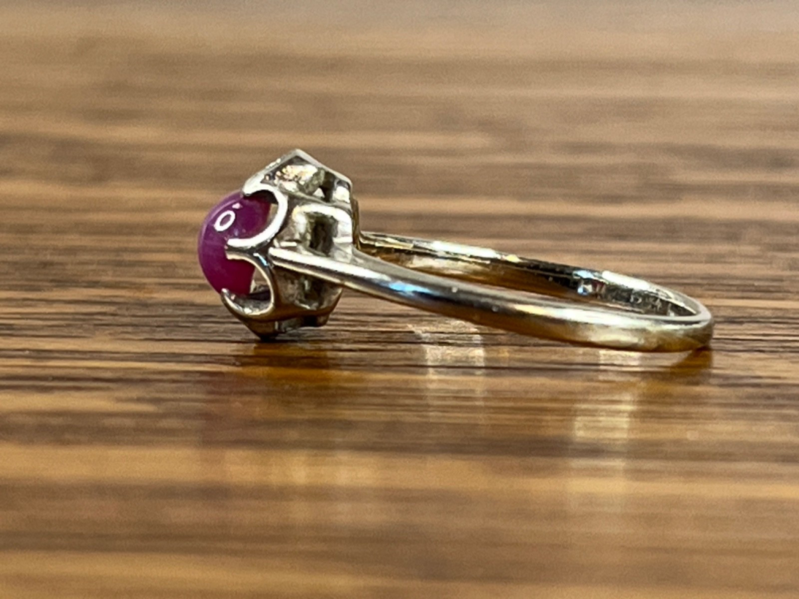 1960s Pink Star Sapphire Ring Belcher Buttercup 10K White Gold Size RAREnot blue