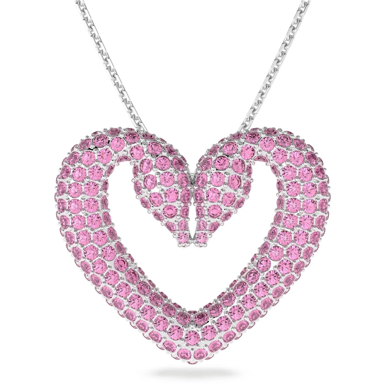 Swarovski Women’s Pendant Necklace Una Pink Crystal Rhodium Plated Large 5631931