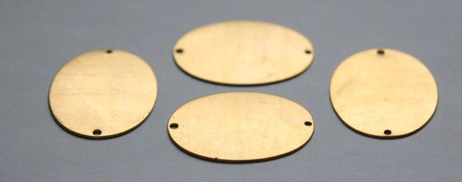 2 Hole Raw Brass Flat Oval Connector Blank Tags (4) mtl138