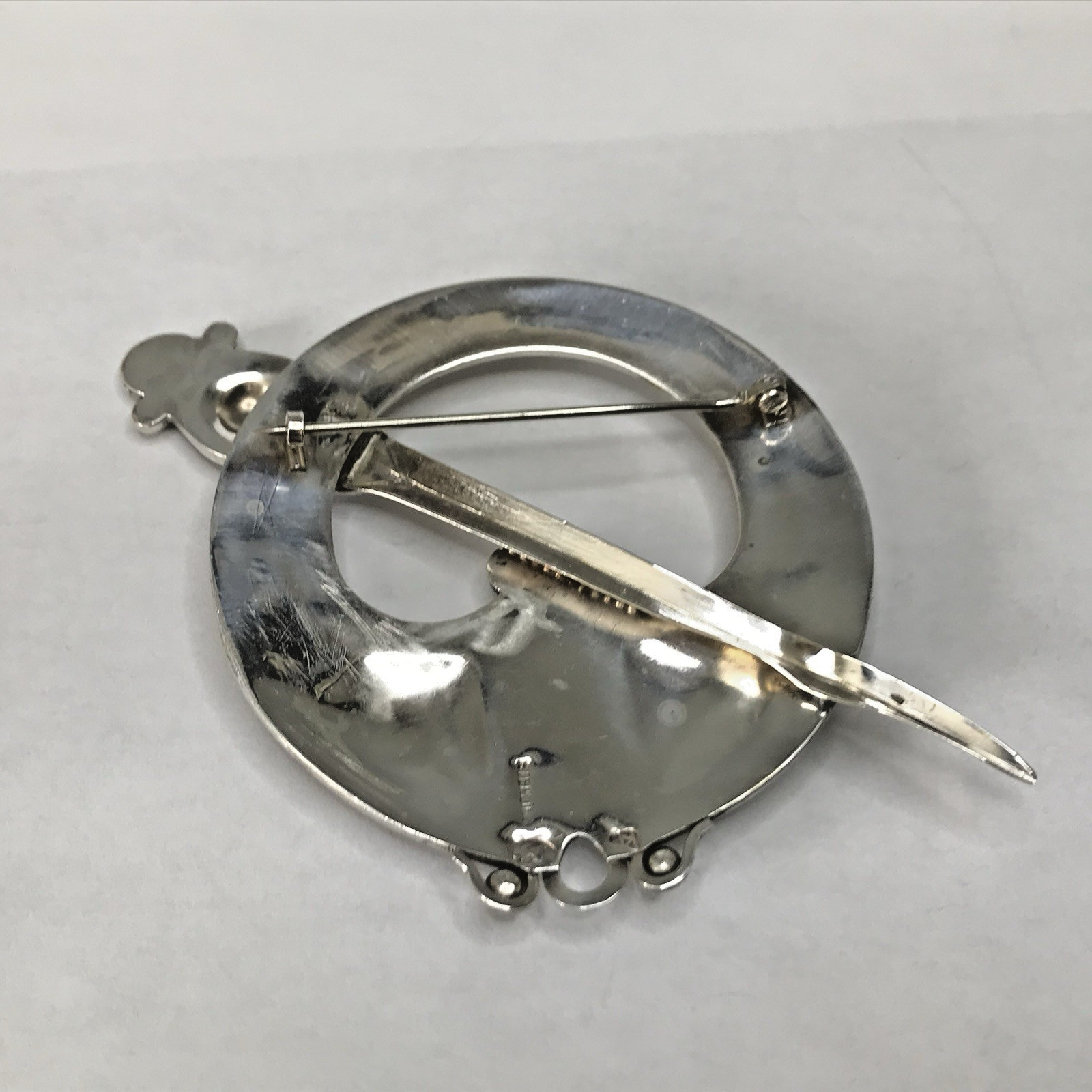 Sterling Silver Irish Celtic Penannular Kilt Cloak Clasp Pin Brooch 22.4g