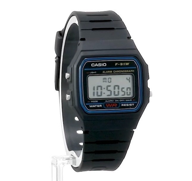 Casio F-91W-1 Classic Digital Watch Black Resin Alarm Chronograph Japan