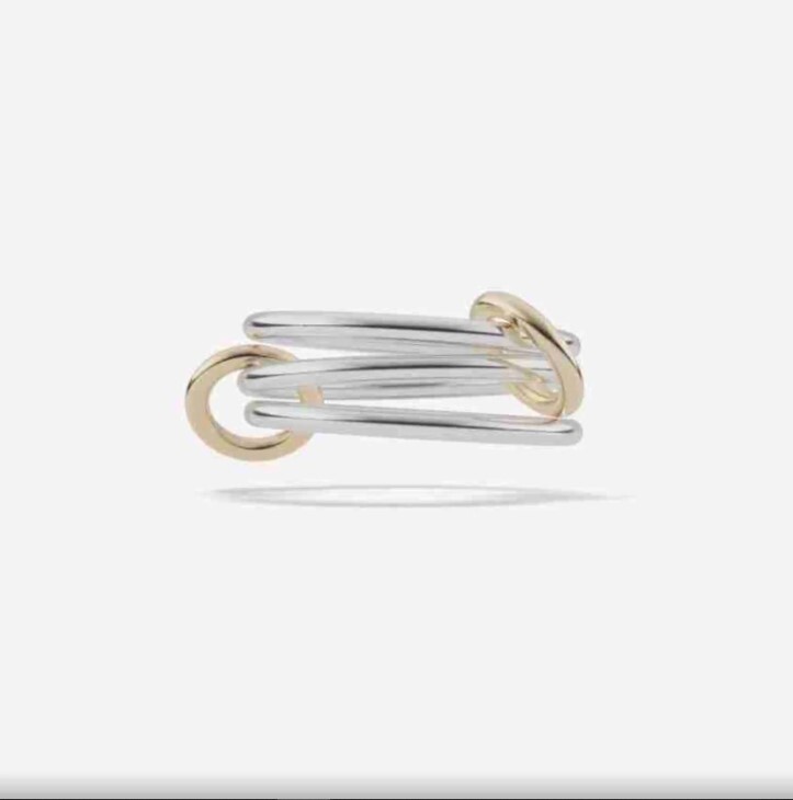 Two Tone Connected Ring 925 Sterling Silver Linked Interconnected Band Ring
