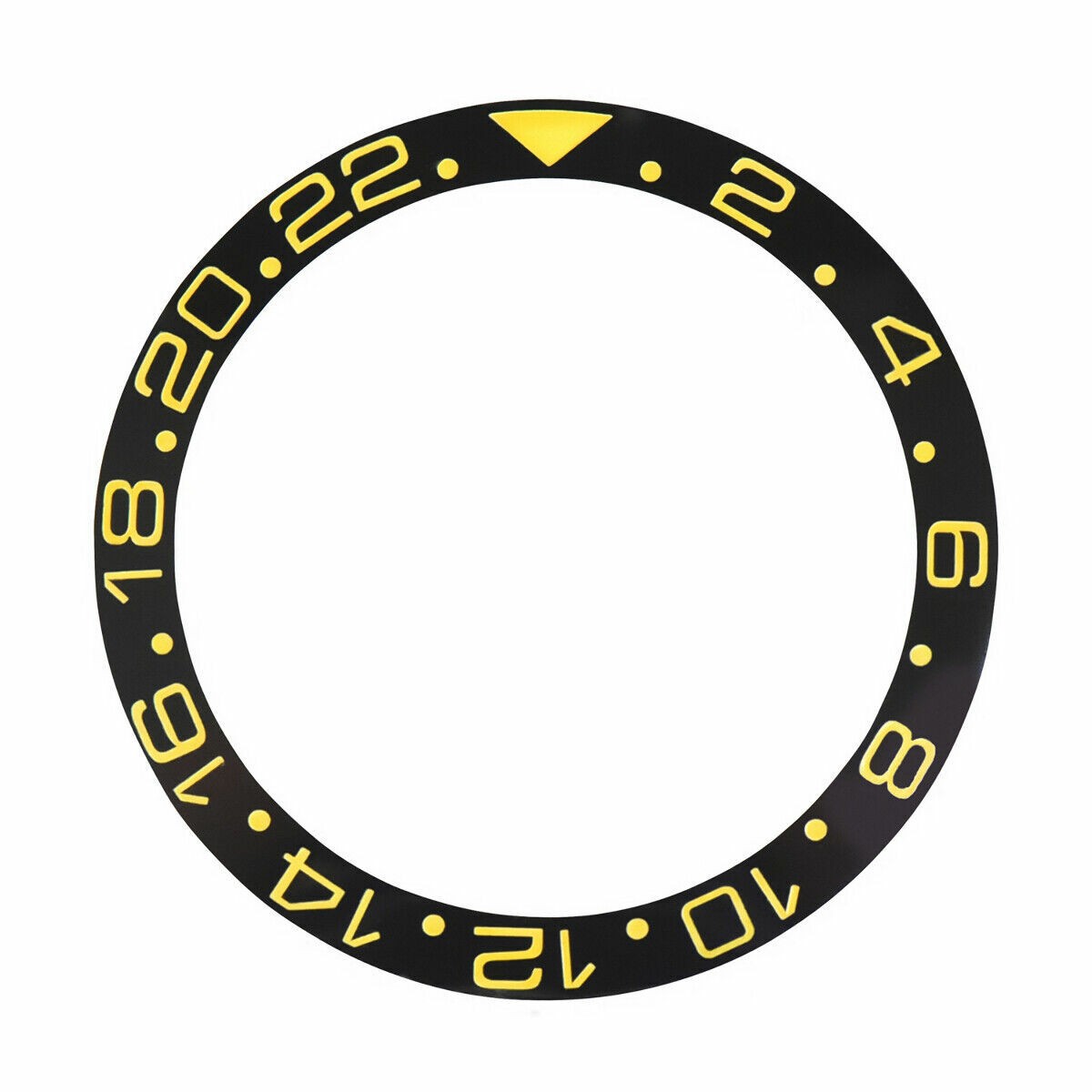 Black Ceramic Replacement Bezel Insert Gold Font 38mm x 30.80mm Watch