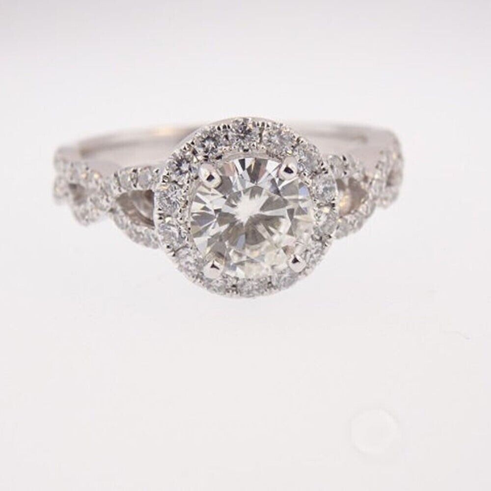 2CT Lab Created Round Cut Diamond Wedding Engagement Ring 14K White Gold Plated