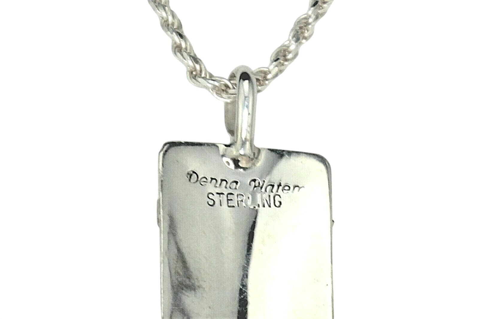 Sterling Silver 925 Abstract Pendant Necklace 20-Inch Rope Chain Stamped Donna P