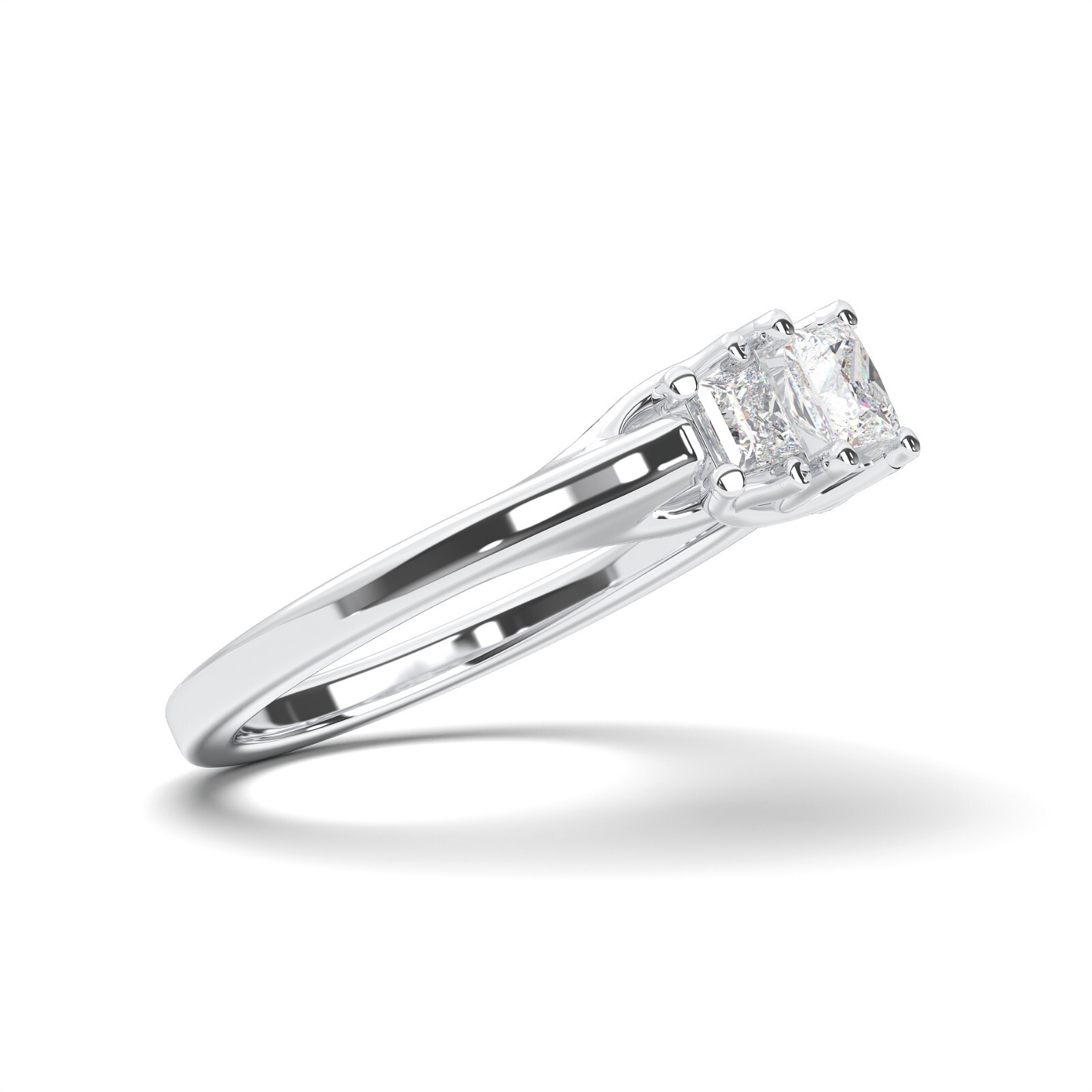 0.60Ct Princess Cut Moissanite 3 Stone Engagement Ring in 10K Gold for Women