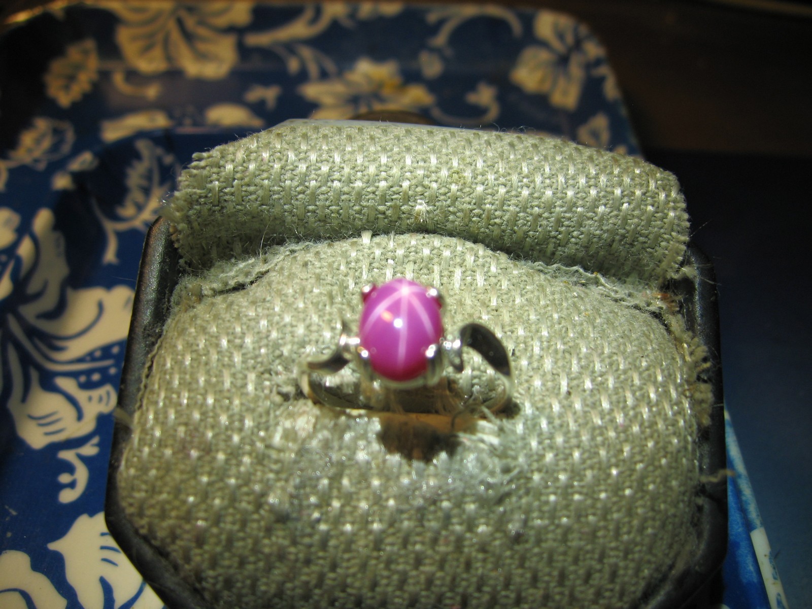 9X7MM BURGUNDY LINDE STAR SAPPHIRE RING 925 STERLING SILVER SIZE 8