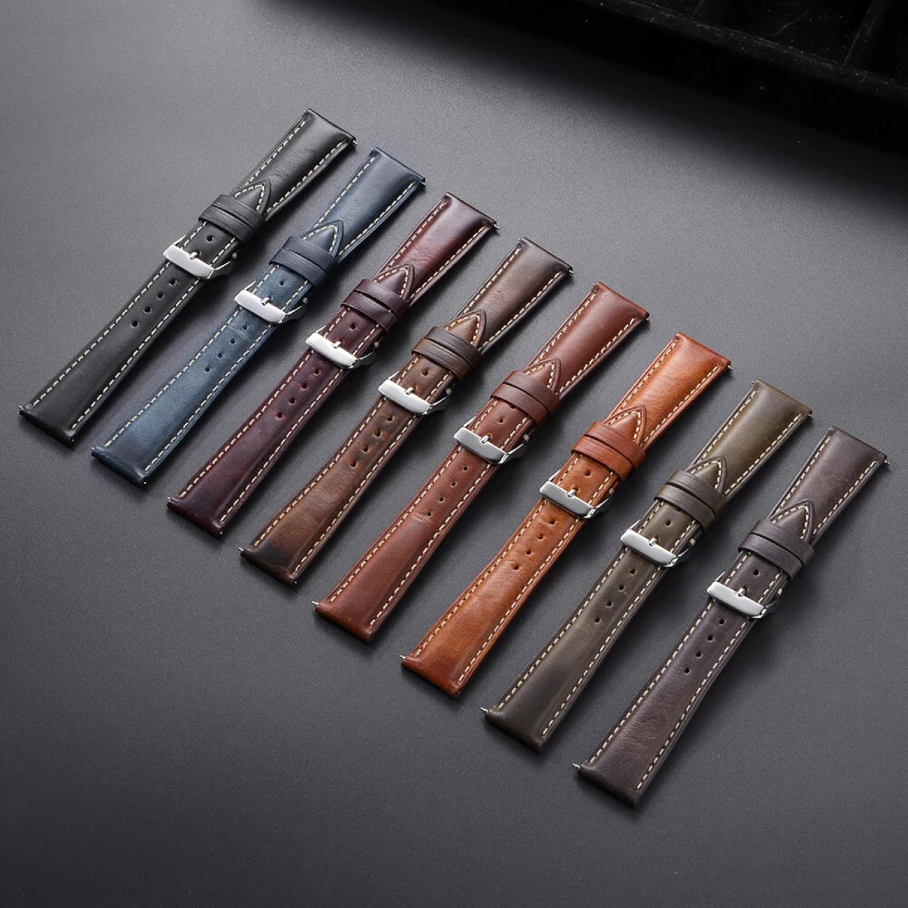 18mm 19mm 20mm 21mm 22mm Men’s Genuine Leather Watch Strap Band Quick Release