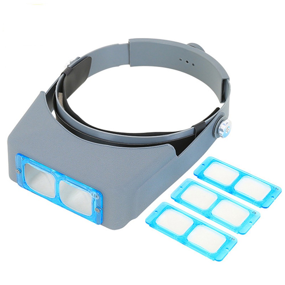 Headband Magnifier Headset Magnifying Visor with 4Glass Optical Lens Plates USA