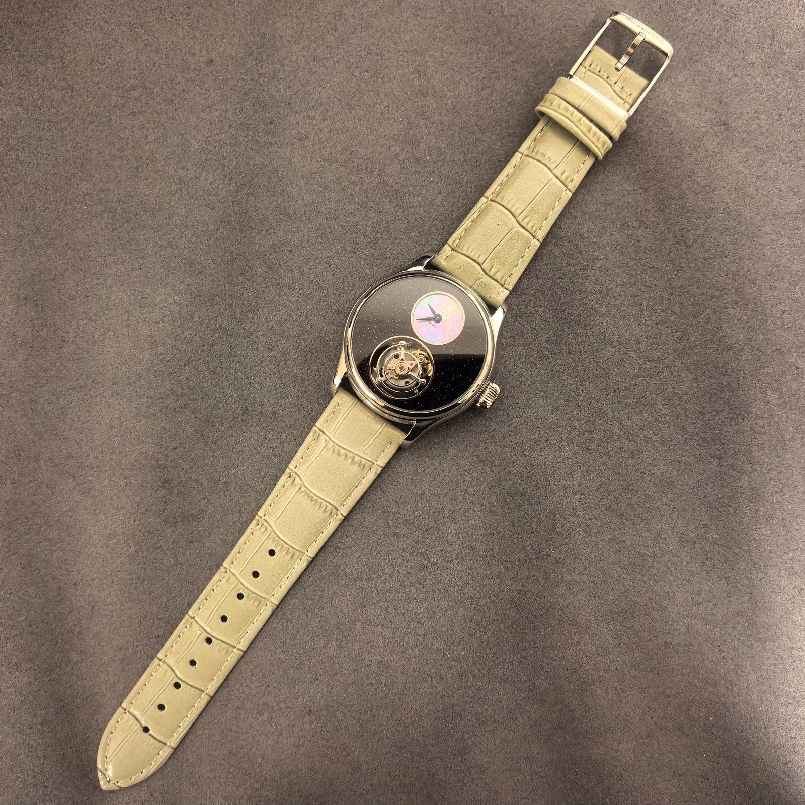 Merkur Men Tourbillon Watch 42mm Mechanical Wristwatch Sapphie Crystal Sand Dial