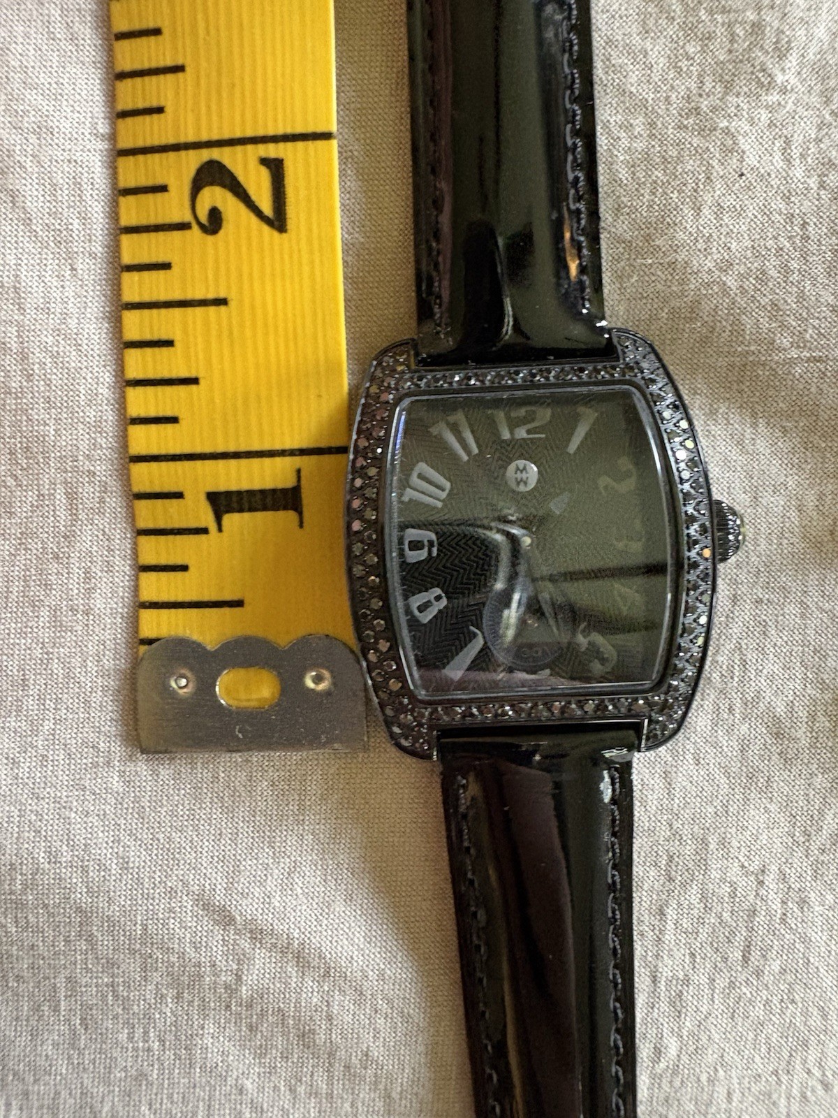 Michele Urban Mini Black Diamond Watch With 2 Spring loaded Straps