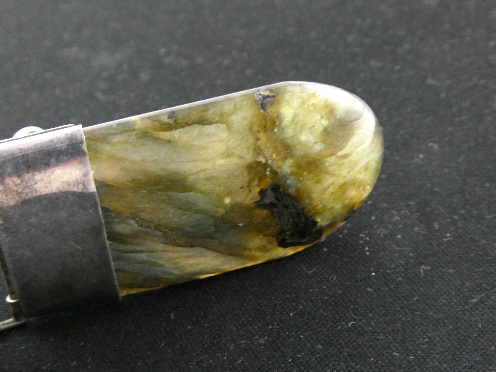 Sterling Silver Pink Tourmaline Slice Labradorite Moonstone Pendant 925 24.2g