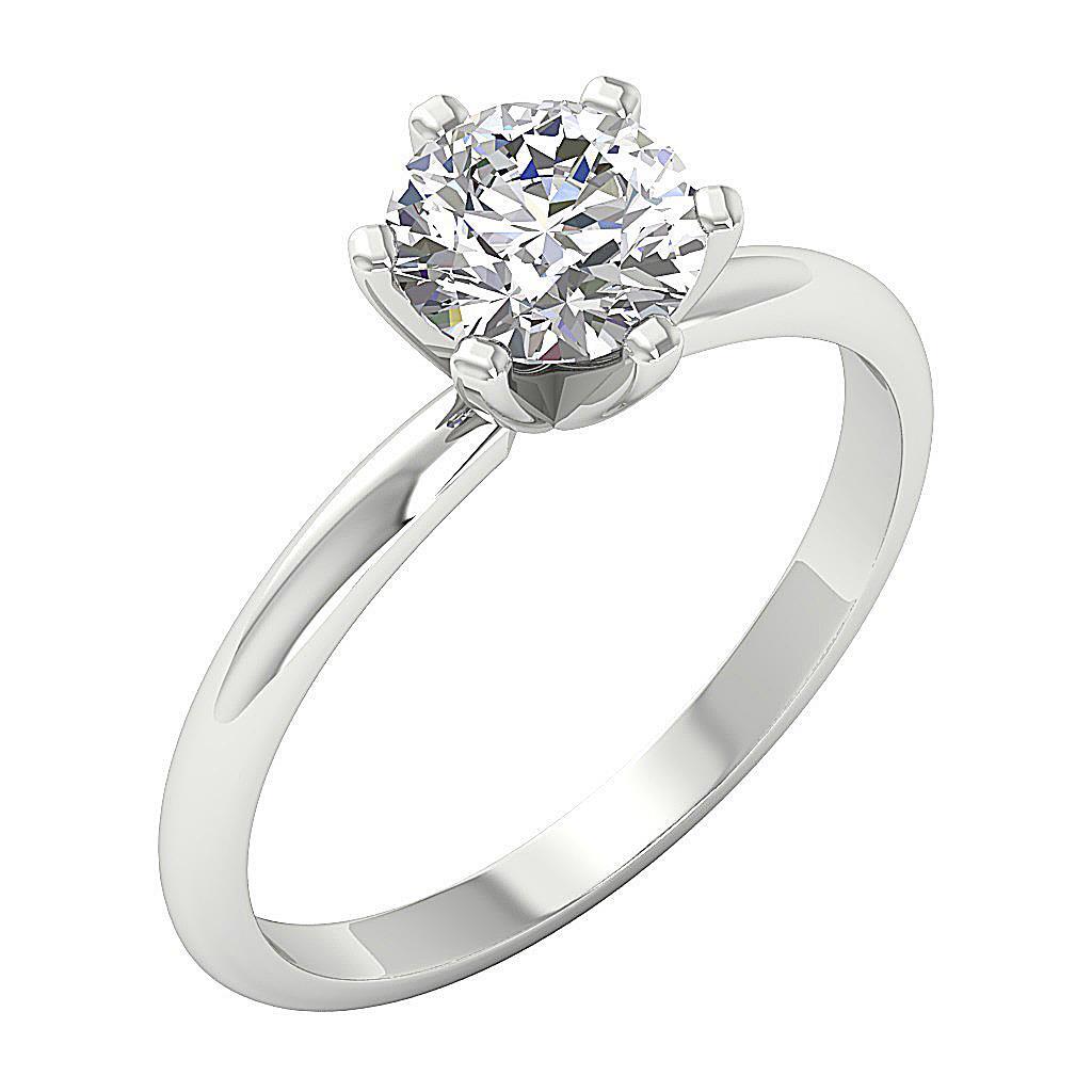 SI1 I 0.95 Ct Natural Round Diamond Solitaire Six Prong Set Ring 14K Solid Gold