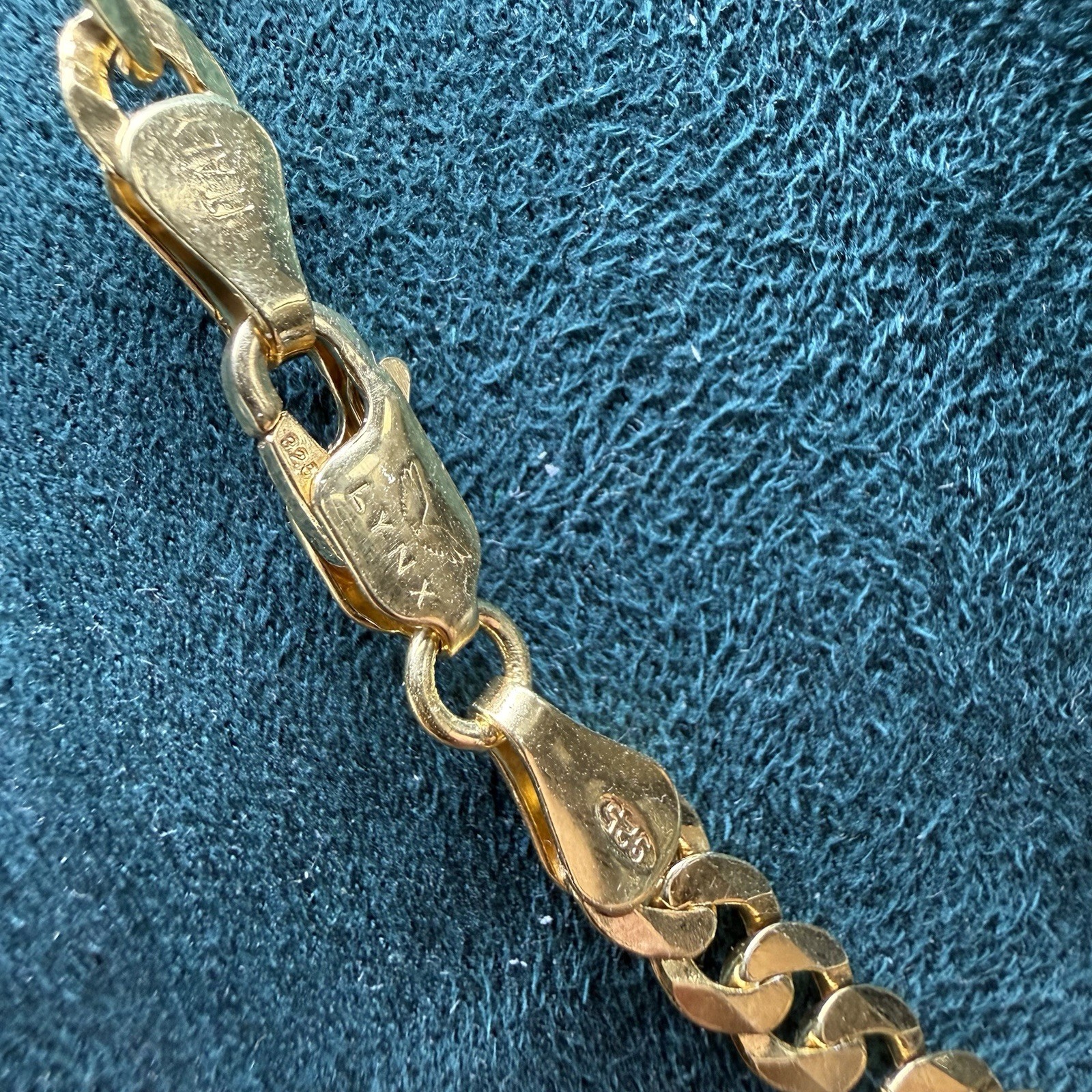 Gold Plated 925 Sterling Silver Diamond Cut Curb Link Chain Necklace 20” 4.8mm