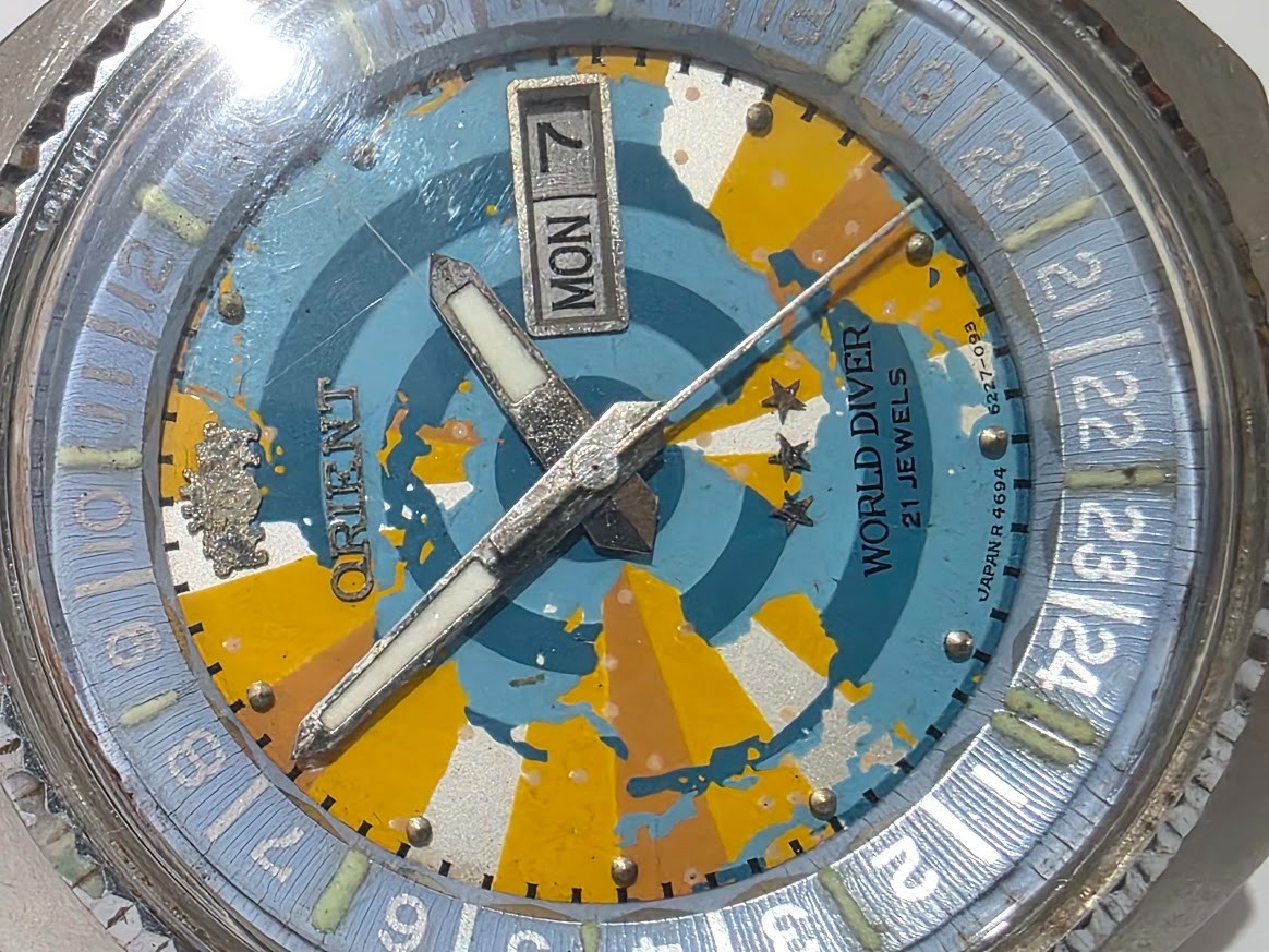 Orient Automatico World Map Diver VINTAGE Antigo 1970 Japan Raro