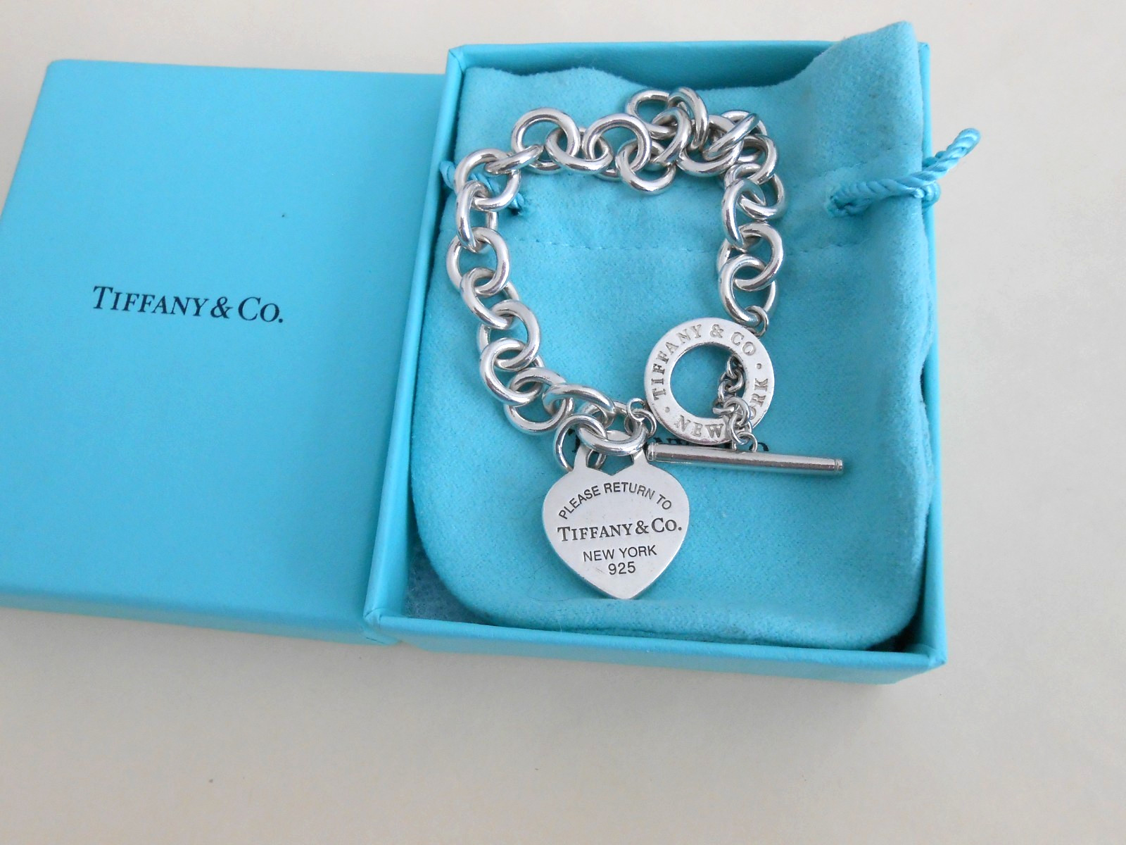 Tiffany Co Return To Tiffany Heart Tag Toggle Bracelet, Tiffany Bracelet 8.25″