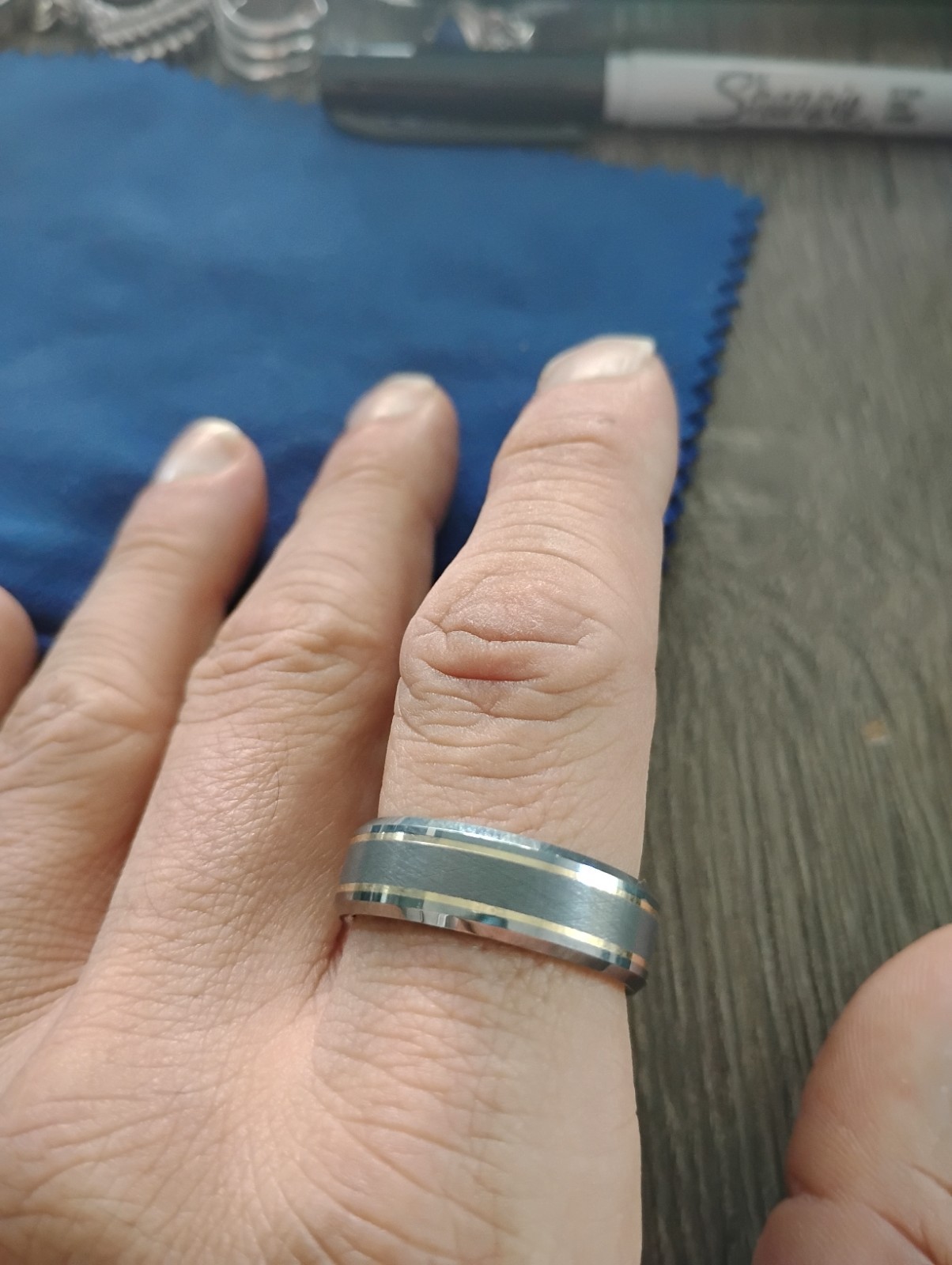 Triton Tungsten Carbide TC 850 / 14k Yellow Gold Sz 13 Band Ring Free Shipping