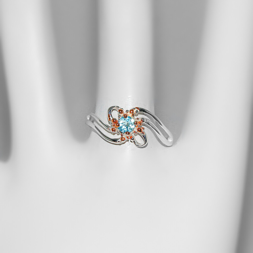 925 Sterling Silver Ring Natural Blue Topaz One of a kind Thai style /RVS262