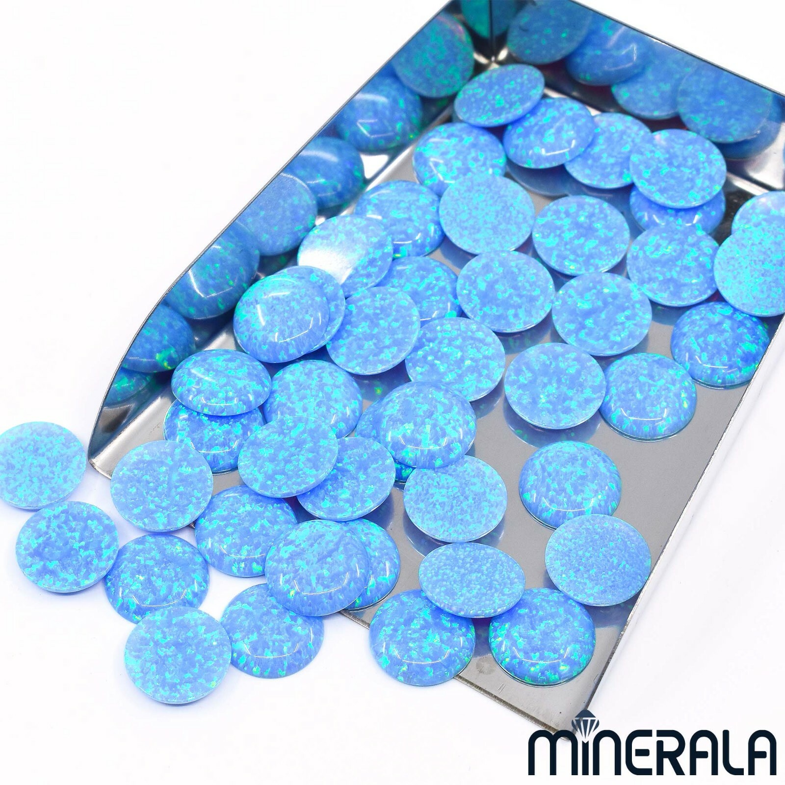 SKY BLUE SYNTHETIC LAB CREATED OPAL ROUND SHAPE CABOCHON 1.25mm-20mm WP00064