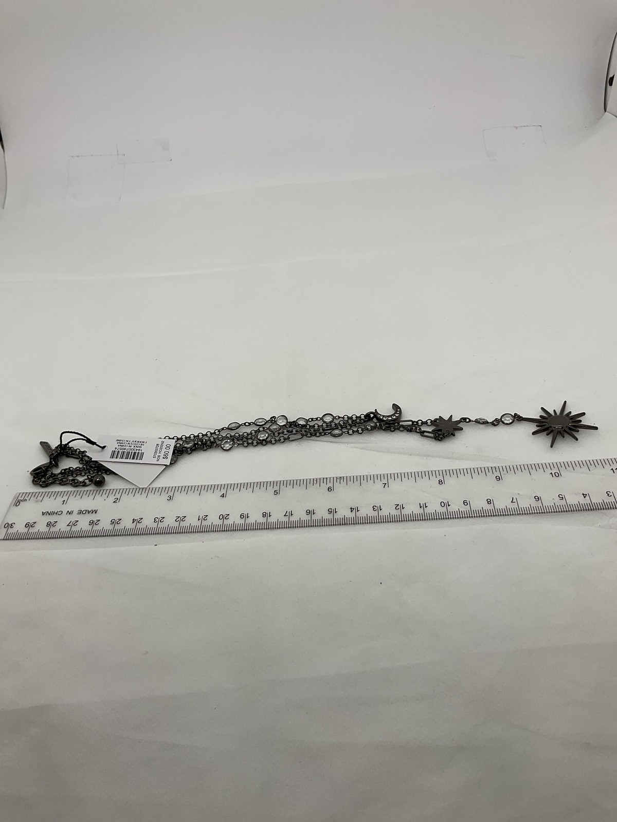 White House Black Market Celestial Moon Star Gunmetal Multi-Strand Necklace