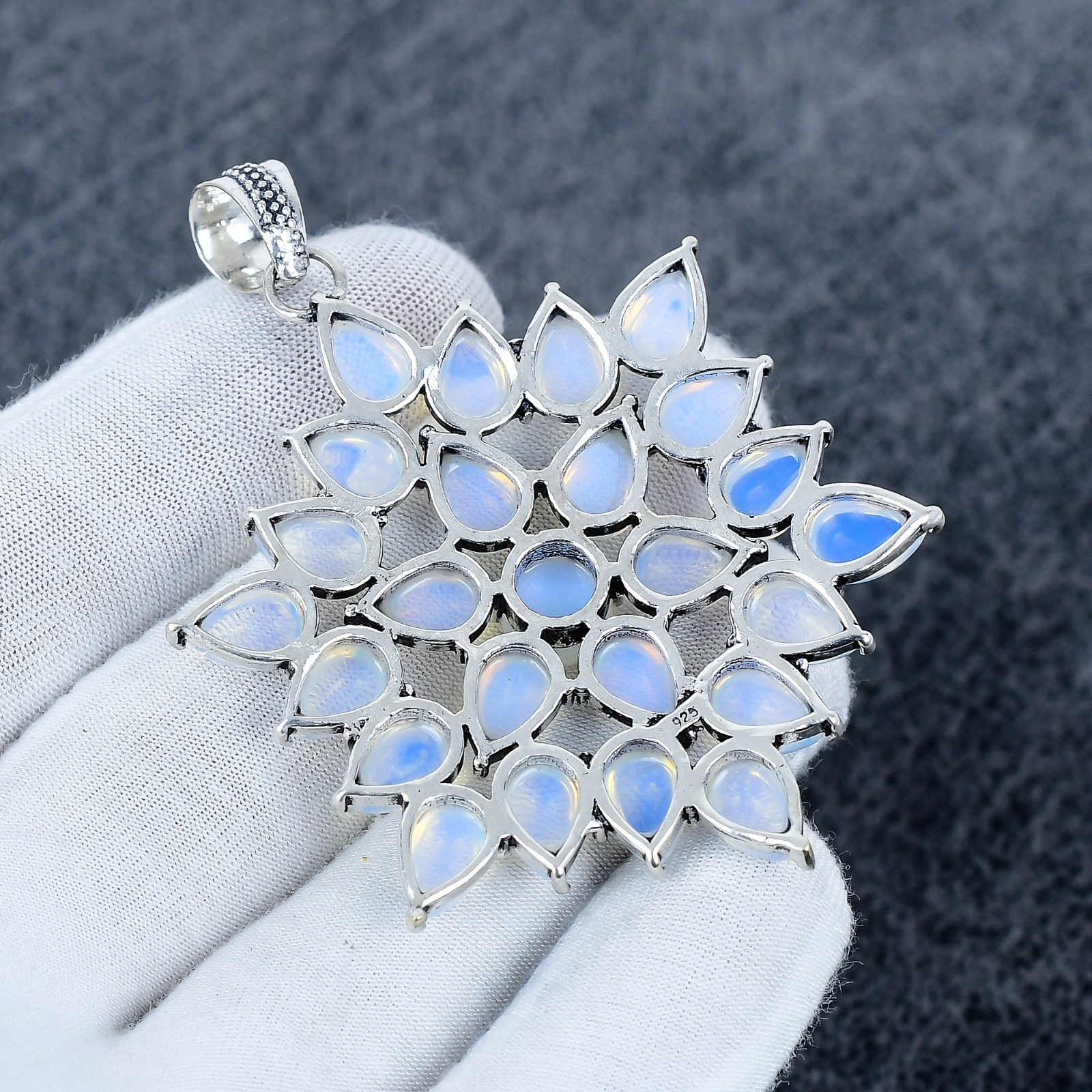Flower Milky Opal Pendant 925 Sterling Silver Pendant Handmade Jewelry Gift