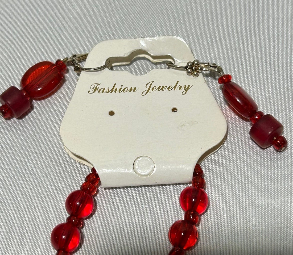 Red Burgundy Statement beaded Necklace Earrings Set Chuncky Bold Fashion Jewelry