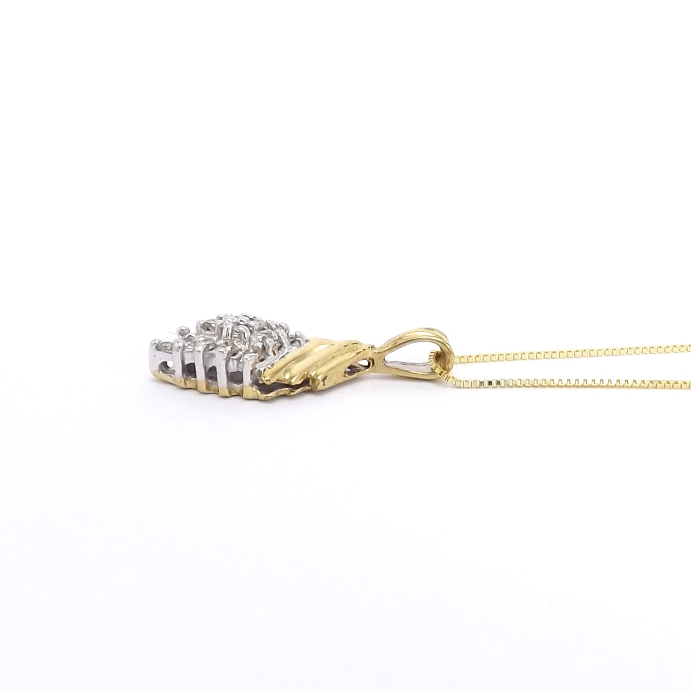 Solid 10k Gold Natural Diamond Pine Cone Pendant Necklace Adjustable 17-19in New