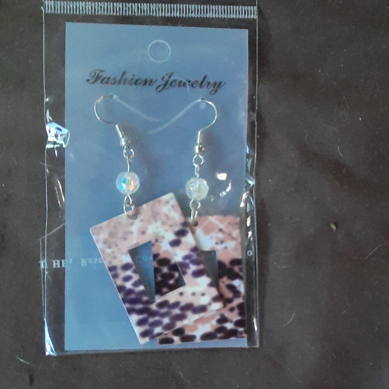 Fashion Dangle Hook Earrings Purple White Plastic Square Cutout Drop Lot