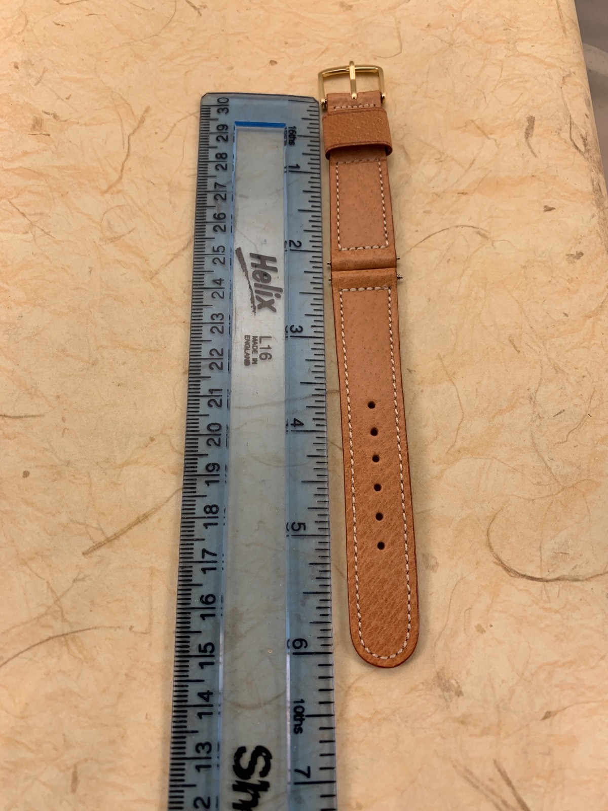 Hamilton NOS Vintage OEM Genuine Leather Light Tan SHORT 18mm X 16mm Strap