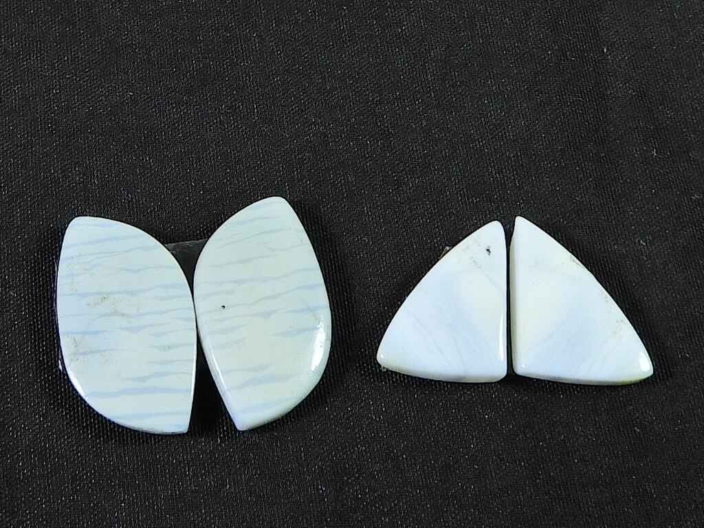 17-21MM Natural White Jasper Matched Pair 2Pcs Cabochon Gemstone 18Cts.