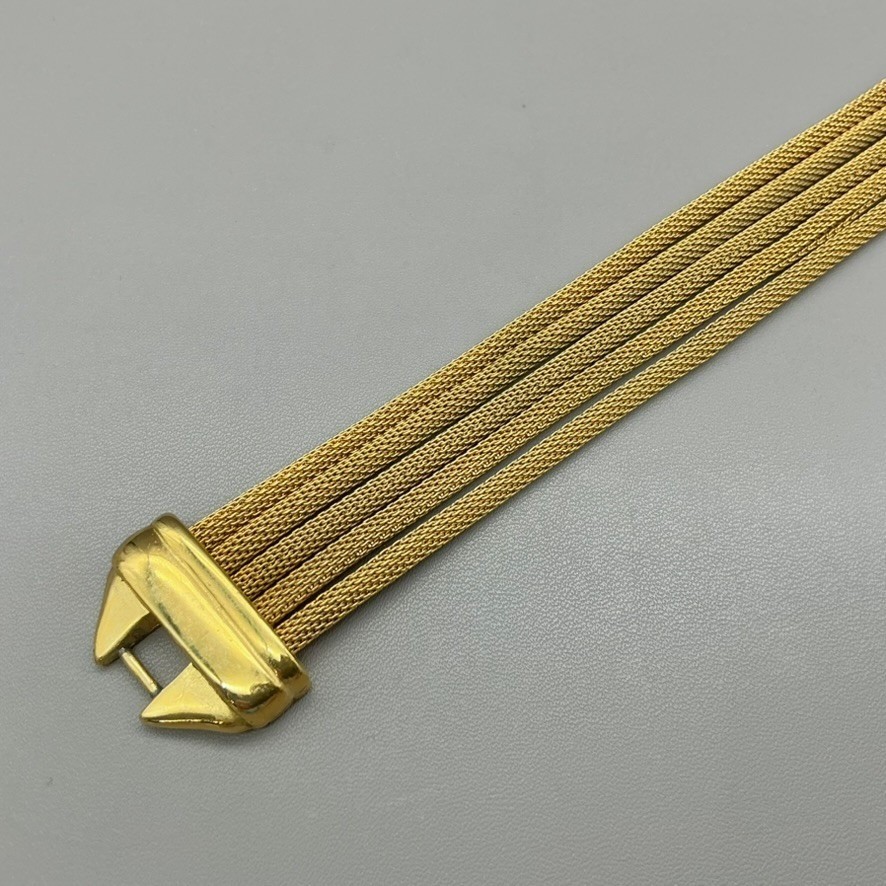Monet Bracelet Womens Gold Tone Multi Strand Mesh Chain Link Vintage 7.25 In