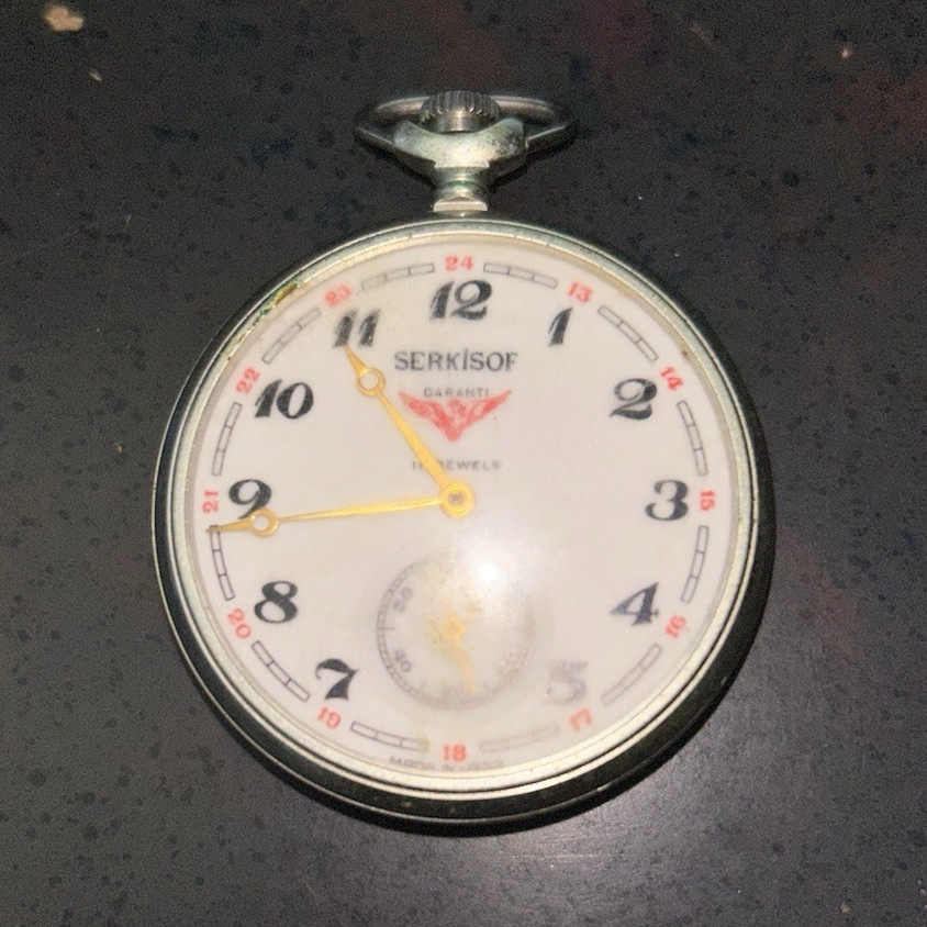 Vintage Rare Serkisof Garant Demiryolu Pocket Watch