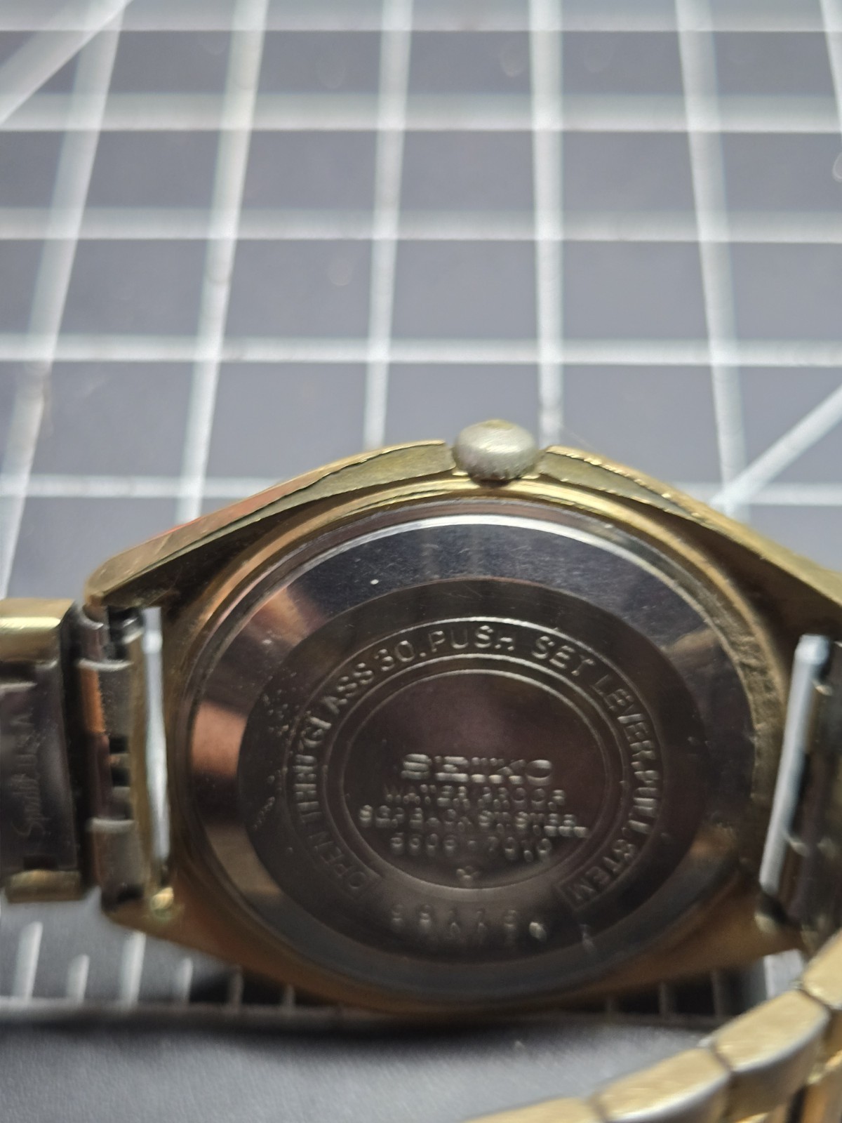 vtg seiko gold tone 5606 7010 automatic 25j 10k rgp band selfwinding