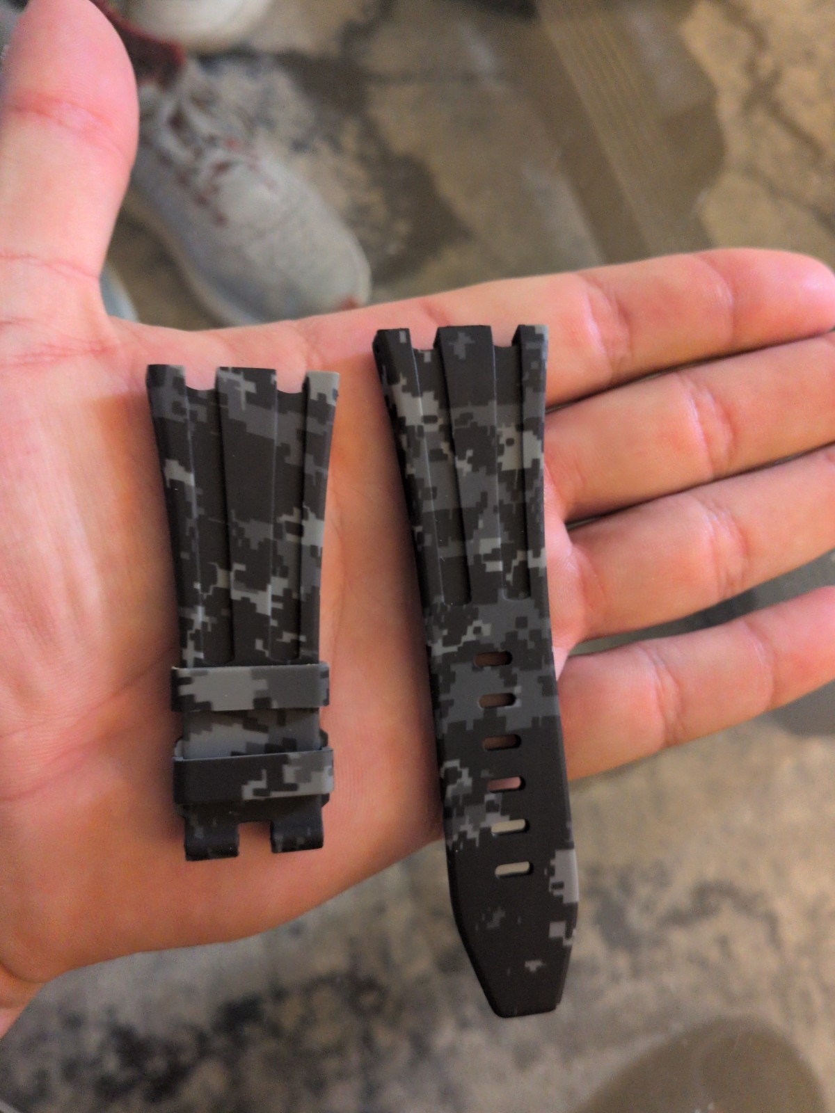 HORUS Audemars Piguet Offshore Rubber Strap Graphite Digital Camo Deployant NEW