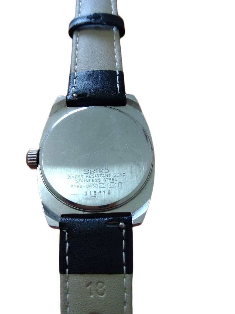 Exc+5 Vintage Seiko SUS 5Y89-0A50 Blue Dial Analog Quartz 35mm Men Watch JDM