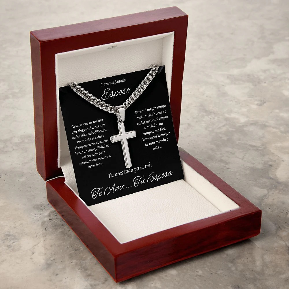 Regalo Para Hombre Collar Cadena Estilo Cubana Con Cruz Artesanal Para Hombre En