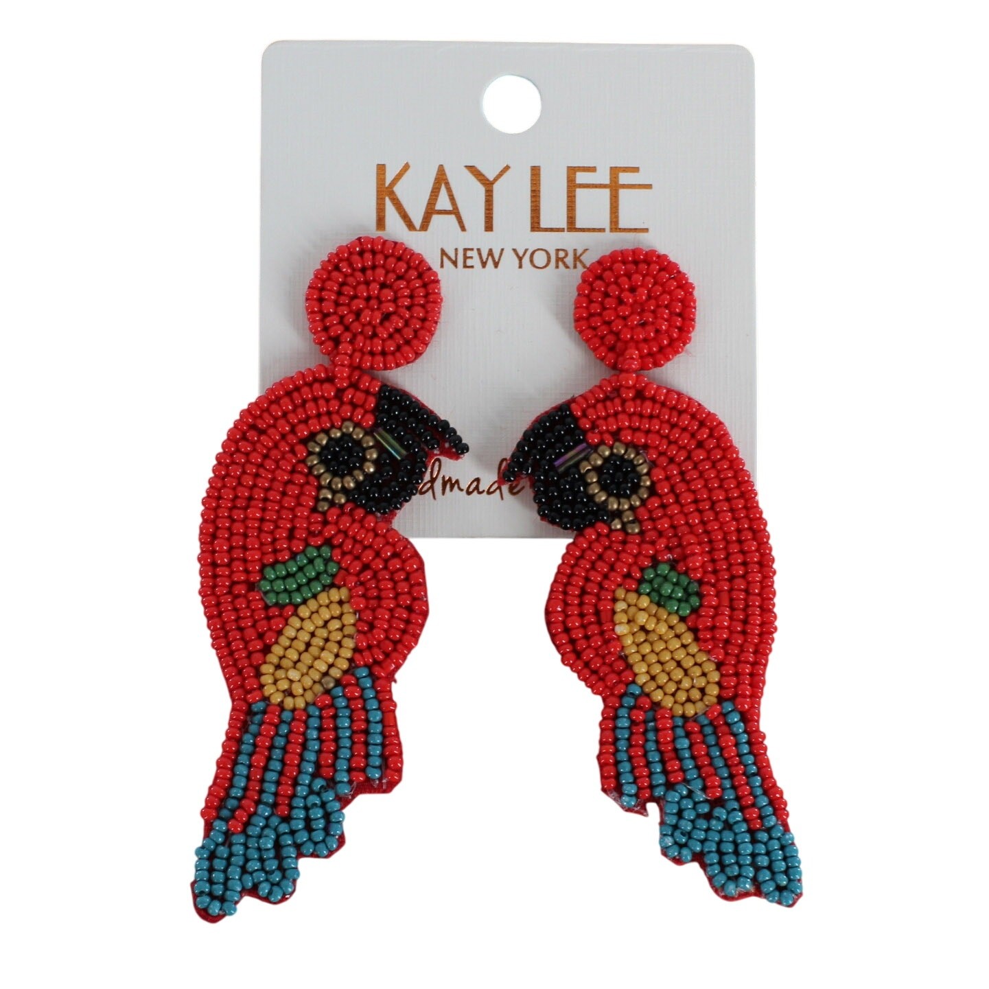 Kay Lee Boho Seed Bead Beaded Parrot Bird Statement Earrings #KE8MULTI