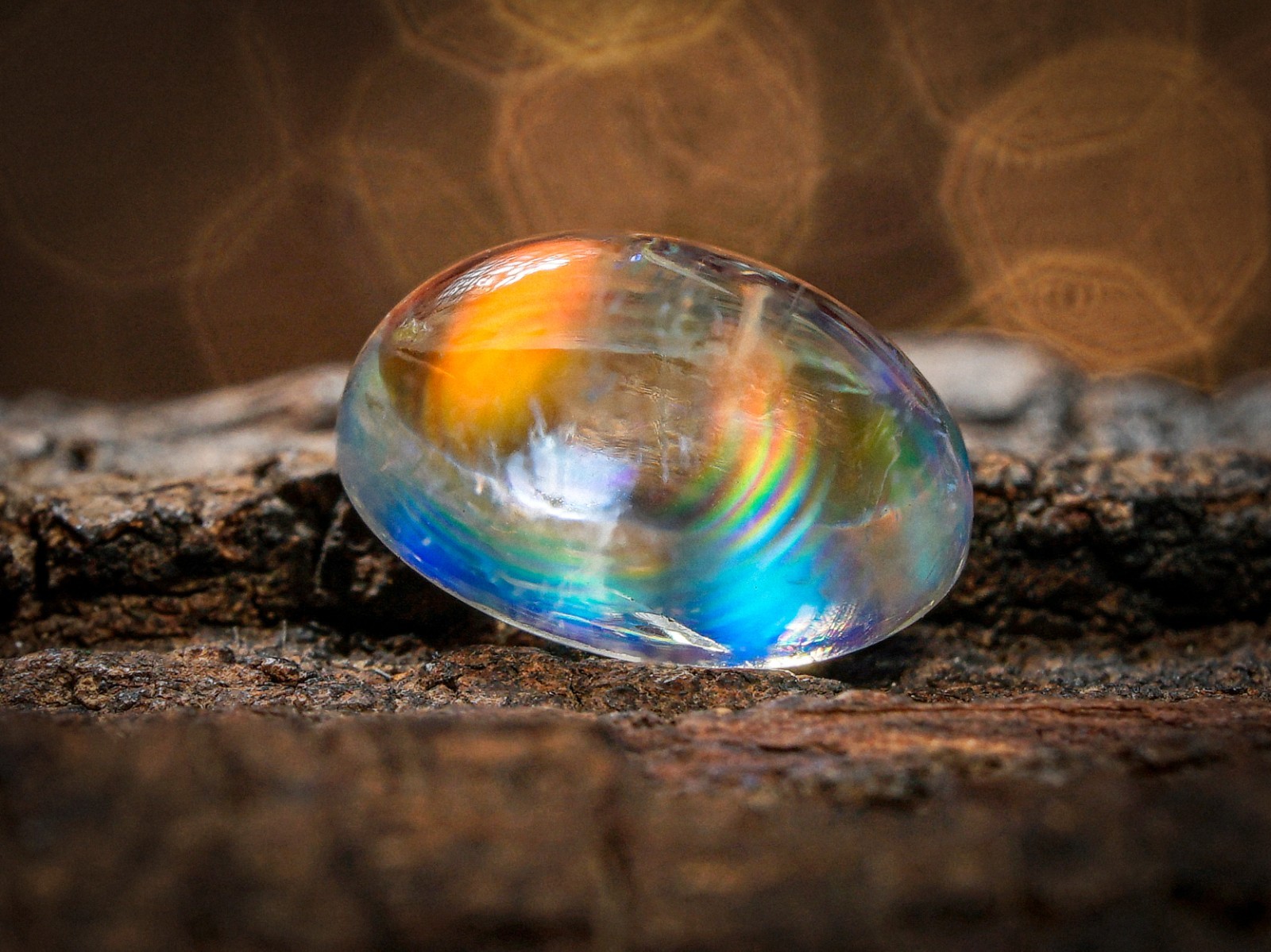 2.50 Carat Golden Rainbow Moonstone Gemstone Cabochon 9x6x5 MM Oval Shape