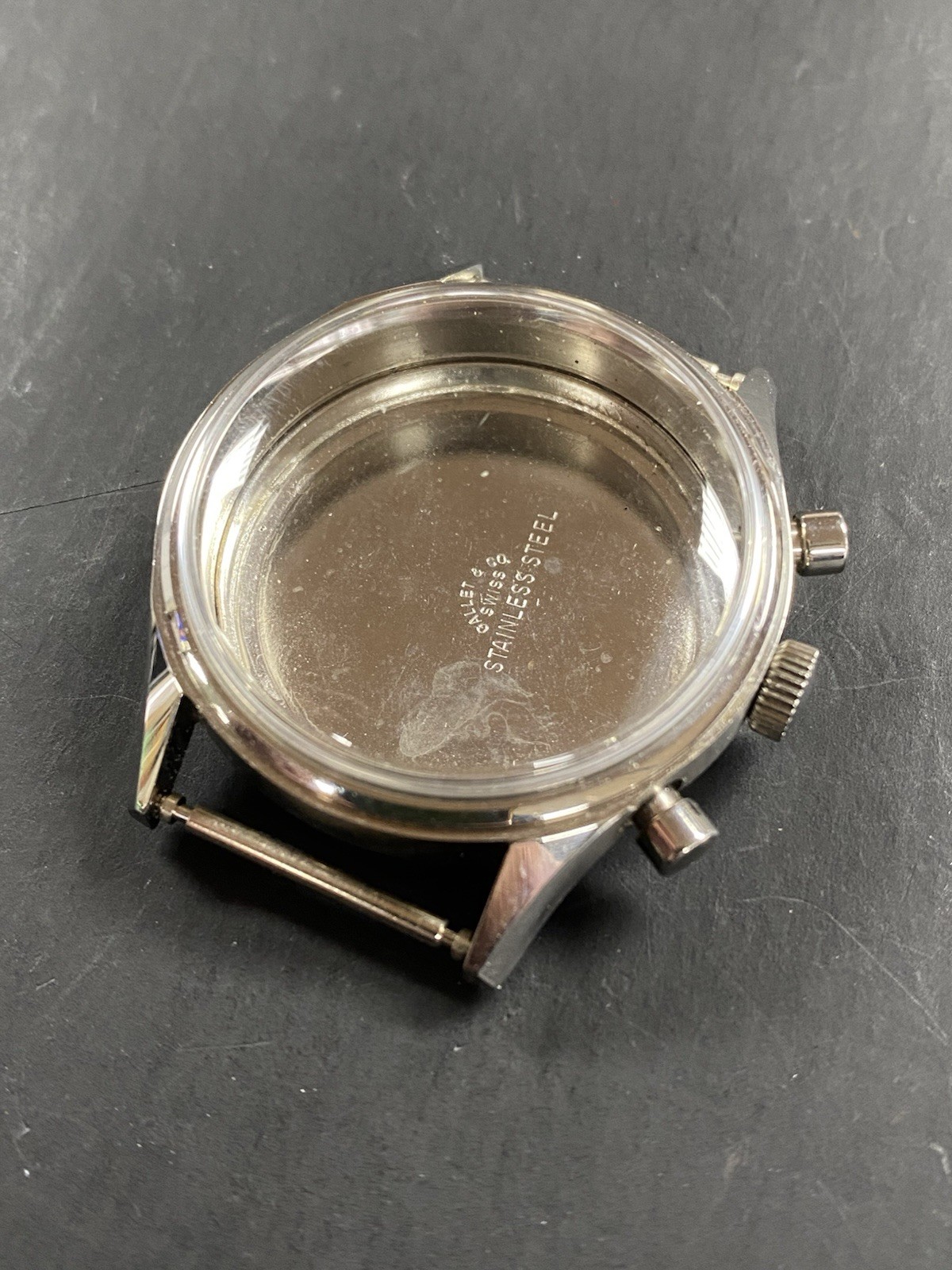 Vintage Gallet Chronograph NOS Stainless Steel Case For Valjoux 72 Movement!