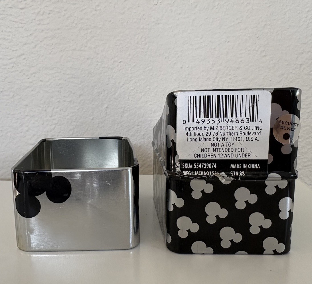 Disney Mickey Mouse Women’s Quartz Analog 100m Silver Bracelet Watch w/ Tin Box