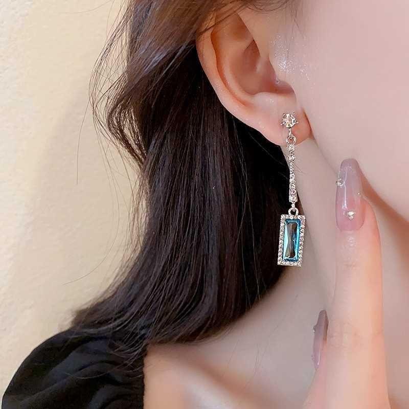 Pave Square Earrings Women Stud Dangle Earrings Fashion Elegant Jewelry