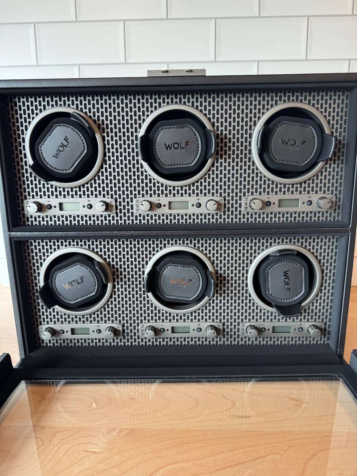 Wolf Axis Black Powder Coat 6-Piece Watch Winder