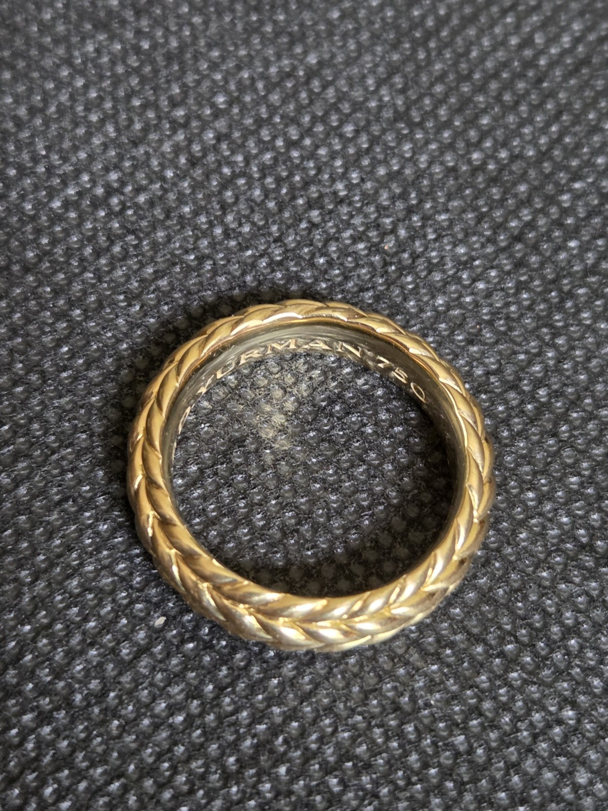 Mens David Yurman Chevron Beveled Band Ring in 18 Karat Yellow Gold