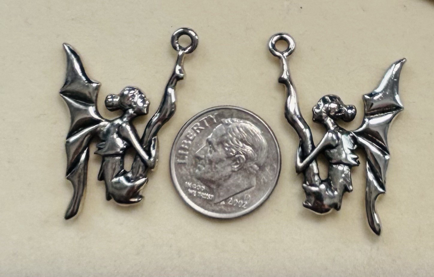 Lot Of 6 Pike Fairy Elf Pewter Charms Custom Made Lead Free Nickel Free USA