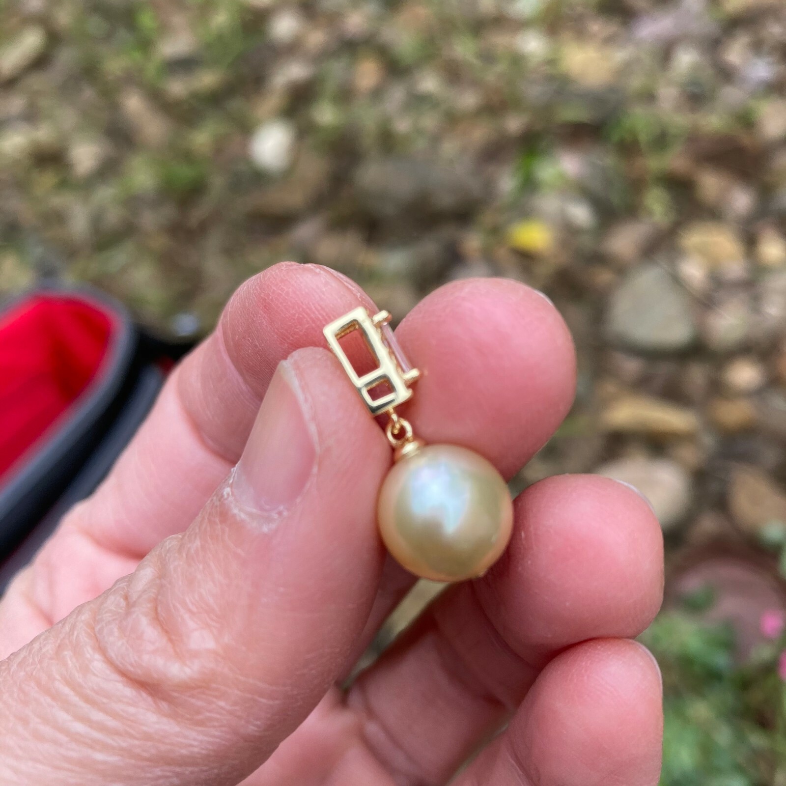 9.5-10mm Australia gold seawater Pearl high luster Silver crystal pendant TH57