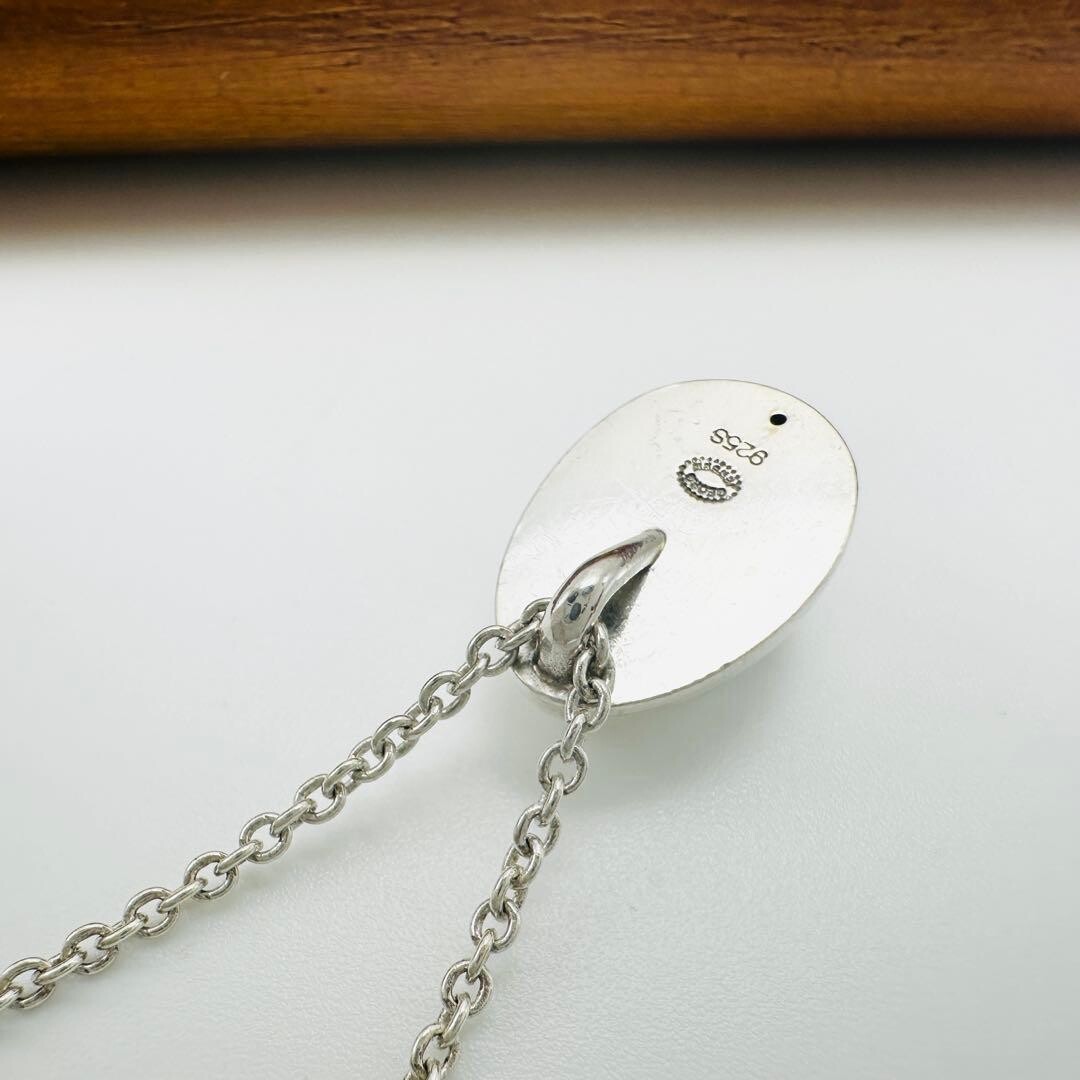Georg Jensen Silver 925 Oval Dome Pendant Necklace 46cm Authentic From Japan